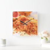 ジューシーな柑橘類のオレンジとゼスト スクエア壁時計 (ホーム)
