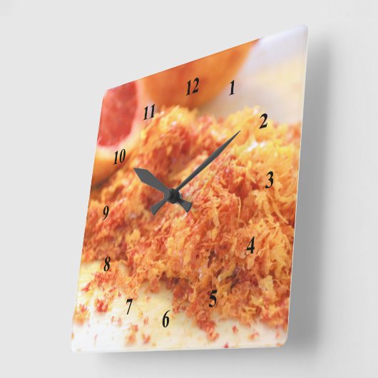 ジューシーな柑橘類のオレンジとゼスト スクエア壁時計 (傾斜)
