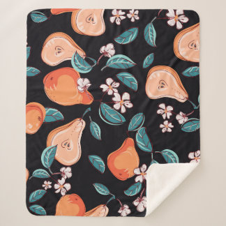 ジューシーな梨：手描きの果実のパターン。 シェルパブランケット