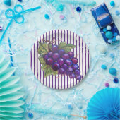 ジューシーな紫のブドウストライプののデザートワイン収穫 ペーパープレート (パーティー)