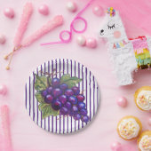 ジューシーな紫のブドウストライプののデザートワイン収穫 ペーパープレート (パーティー)