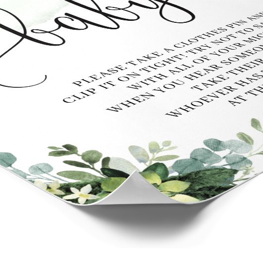 ジューシーな花のユーカリ、赤ちゃんのサインは言わない ポスター (角)