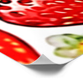 ジューシーな赤いちご柄 ポスター (角)