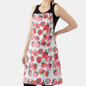 ジューシーな赤いちご水彩模様 エプロン (インサイチュ)