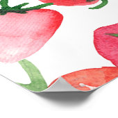 ジューシーな赤いちご水彩模様 ポスター (角)