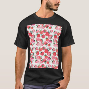 ジューシーな赤いちご水彩模様 Tシャツ