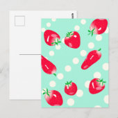 ジューシーな赤いちご葉書（ミント） ポストカード (正面/裏面)