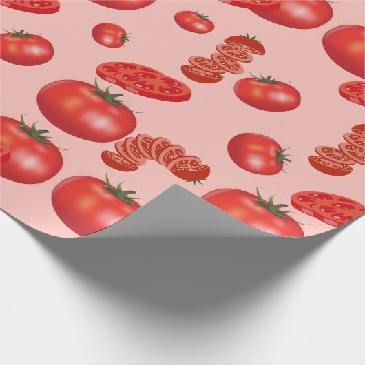 ジューシーエレガントな赤トマトとトマトのスライス ラッピングペーパー (角)