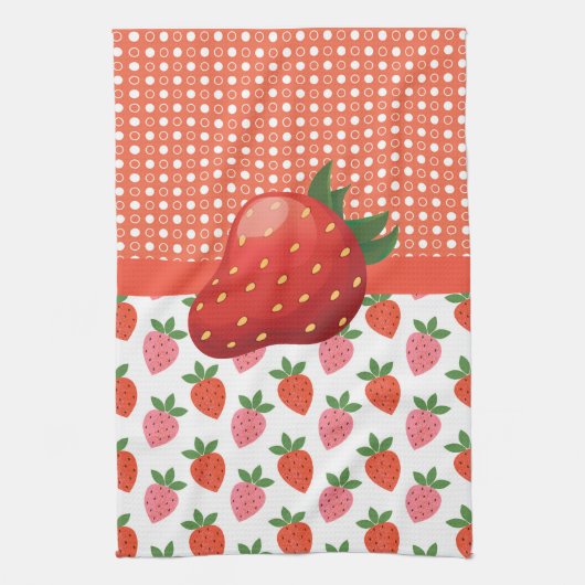 ジューシーカラフルなイチゴ キッチンタオル (縦)