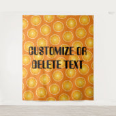 ジューシークールオレンジ黄色のフルーツスライスカスタム文字 タペストリー (正面)