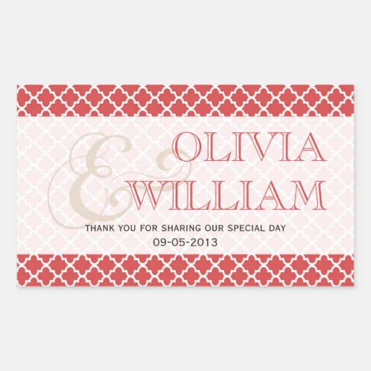 ジューシーグアバモロッコタイルアンパサンド結婚式の引き出物 長方形シール (正面)