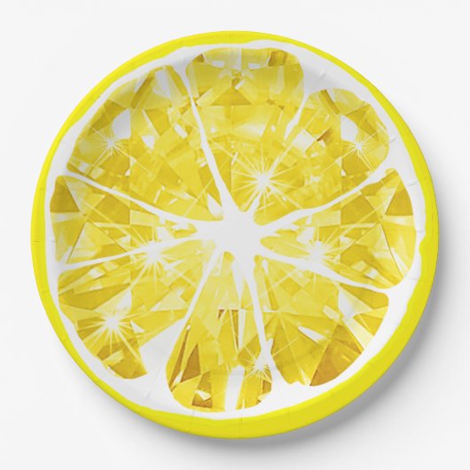 ジューシージェムレモンスライスシトラスフルーツパーティーパティオ ペーパープレート (正面)