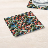 ジューシースイカ模様デザイン2 スクエアペーパーコースター (アングル)