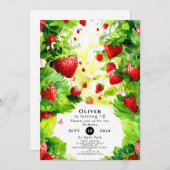 ジューシーフルーツマジカルストロベリー誕生日 招待状 (正面/裏面)