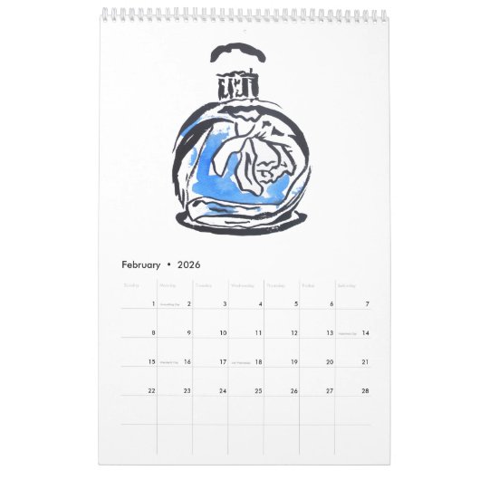 ジューシーポップ・アートのアポップ・アートの・ウォーター・カラー・イラストレーション カレンダー (2月 2026)