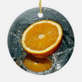 ジューシー前向きなビタミン気分のためのオレンジ セラミックオーナメント (裏面)
