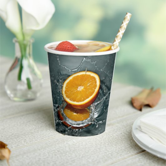 ジューシー前向きなビタミン気分のためのオレンジ 紙コップ (インサイチュ)