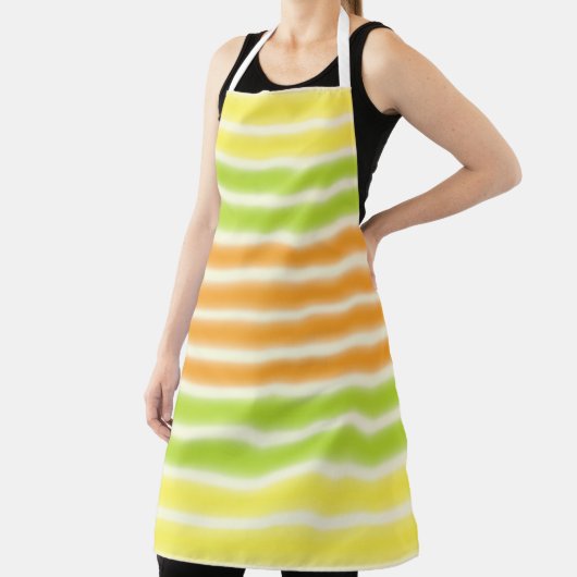 ジューシー柑橘類ライムとオレンジストライプ色 エプロン (インサイチュ)