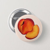 ジューシー熟した夏の桃ピーチストーンフルーツ 缶バッジ (正面&裏面)