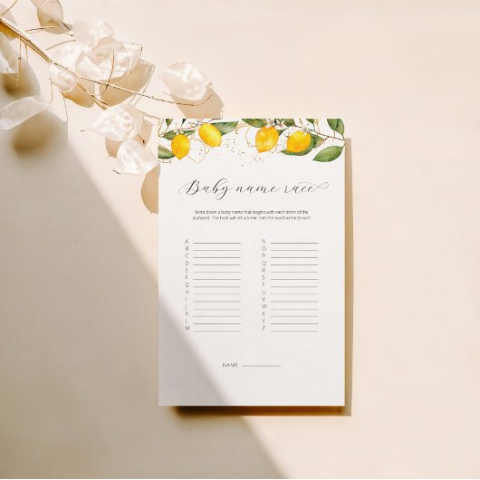 ジューシー黄色のベビー名レース赤ちゃんシャワーゲーム