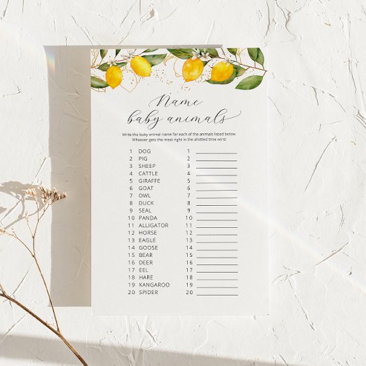 ジューシー黄色の名前赤ちゃん動物赤ちゃんシャワーゲーム