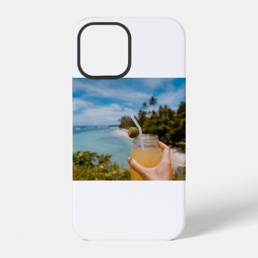 ジュースが入ったメイソンジャーを持つ人 iPhoneケース (裏面)