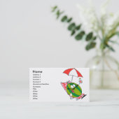 ジュースでゆったりとした可愛いスイカキャラクター 名刺 (スタンド正面)