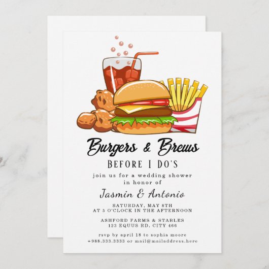 ジュースとバーガー 招待状 (正面/裏面)