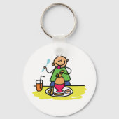 ジュースと卵で食事を楽しむ漫画の子ども キーホルダー (正面)