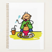 ジュースと卵で食事を楽しむ漫画の子ども プランナー手帳 (正面)