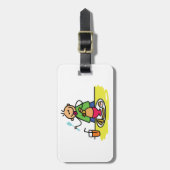 ジュースと卵で食事を楽しむ漫画の子ども ラゲッジタグ (正面縦)