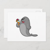 ジュースを飲みながらシールを楽しむ ポストカード (正面/裏面)