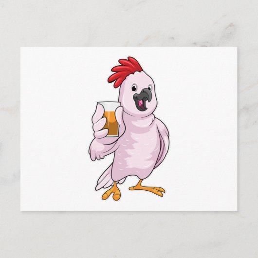 ジュースを飲むパラロット ポストカード (正面)