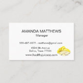 ジュースバースムージー水の色の朝食ショップ 名刺 (裏面)