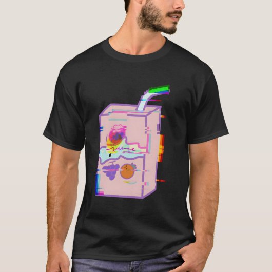 ジュースボックスのグリッチ効果グラフィック Tシャツ (正面)