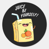 ジュース自分でオレンおもしろいジージュースプンダークBG ラウンドシール (正面)