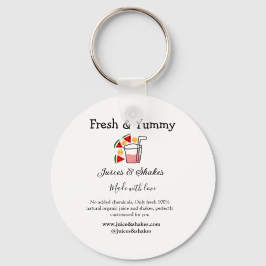 ジュース&シェークレストランビジネスサイトのソーシャル キーホルダー (正面)