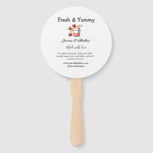 ジュース&シェークレストランビジネスサイトのソーシャル ハンドファン (正面)