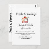 ジュース&シェークレストランビジネスサイトのソーシャル ポストカード (正面/裏面)