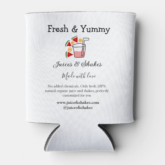 ジュース&シェークレストランビジネスサイトのソーシャル 缶クーラー (正面)