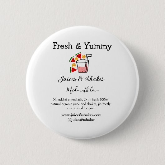 ジュース&シェークレストランビジネスサイトのソーシャル 缶バッジ (正面)