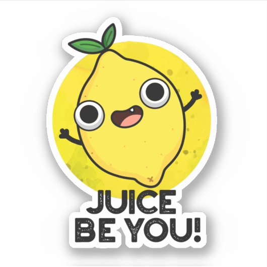 ジュースBe おもしろい You Fruit前向き Lemon Pun シール (正面)