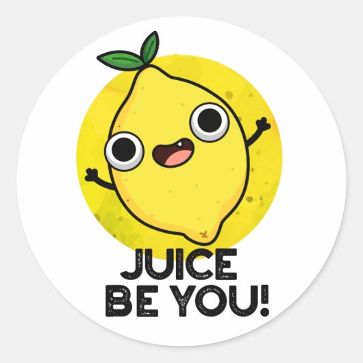 ジュースBe おもしろい You Fruit前向き Lemon Pun ラウンドシール (正面)