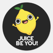 ジュースBe Youレモおもしろいン前向きプンダークブルーグ ラウンドシール (正面)