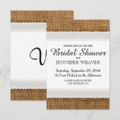 ジュートとレースのブライダルシャワー招待状 招待状 (正面/裏面)