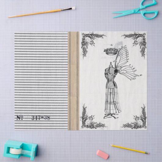 ジュートのカチカチ音をたてる服の型枠の妖精のティッシュ 薄葉紙 (クラフト)