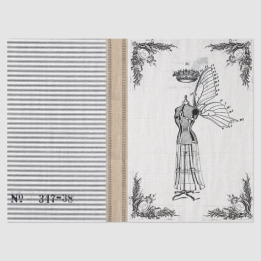 ジュートのカチカチ音をたてる服の型枠の妖精のティッシュ 薄葉紙 (正面)