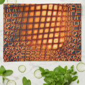 ジュートネットのもつれのように見えるOrangeBrownデザイン キッチンタオル (折り畳み)