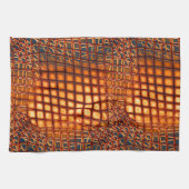 ジュートネットのもつれのように見えるOrangeBrownデザイン キッチンタオル (横)