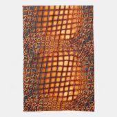 ジュートネットのもつれのように見えるOrangeBrownデザイン キッチンタオル (縦)